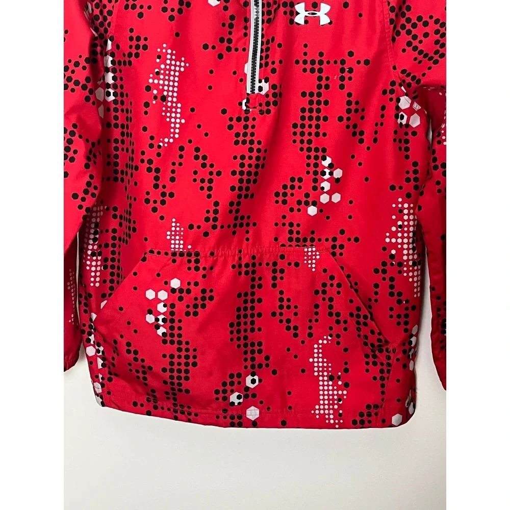 Under Armour Storm Rain Jacket Youth Large Red Digital Camo 1/4 Zip Windbreaker
